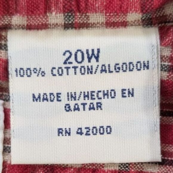 Basic Editions Plus Women's 2XL Red Plaid Shirt Button Up Short Sleeve Country - Picture 4 of 13